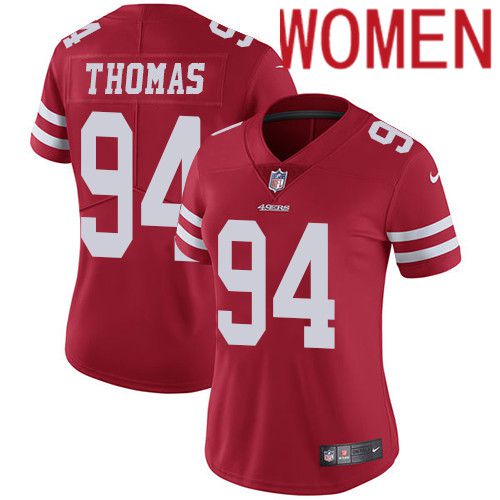 Cheap Women San Francisco 49ers 94 Solomon Thomas Nike Red Vapor Limited NFL Jersey